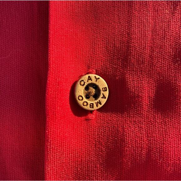 BAMBOO Cay Men's Polo Shirt Peekaboo Palm Casual Embroidered Woven Red Size 3XL - Picture 7 of 8